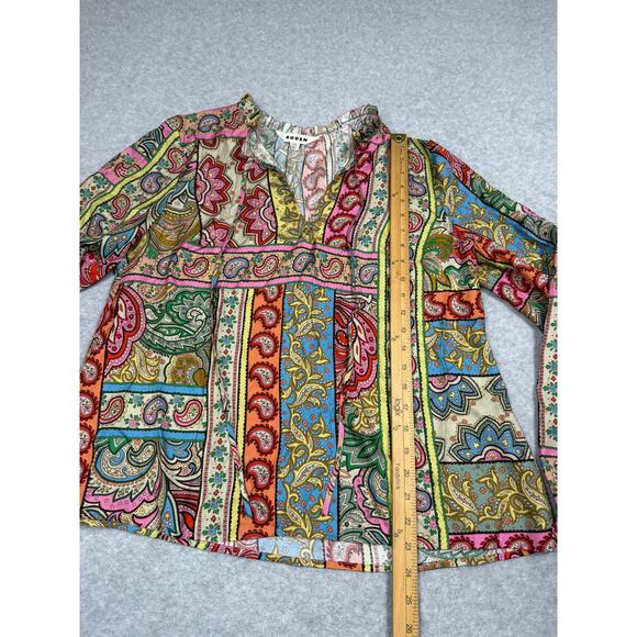 Boden Womens Size 10 Silk Viscose Romantic Blouse Multi Patchwork - Picture 5 of 10